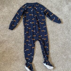 Pekkle Navy Kids Footie Pyjamas Construction Vehicles 3T one piece toddler
